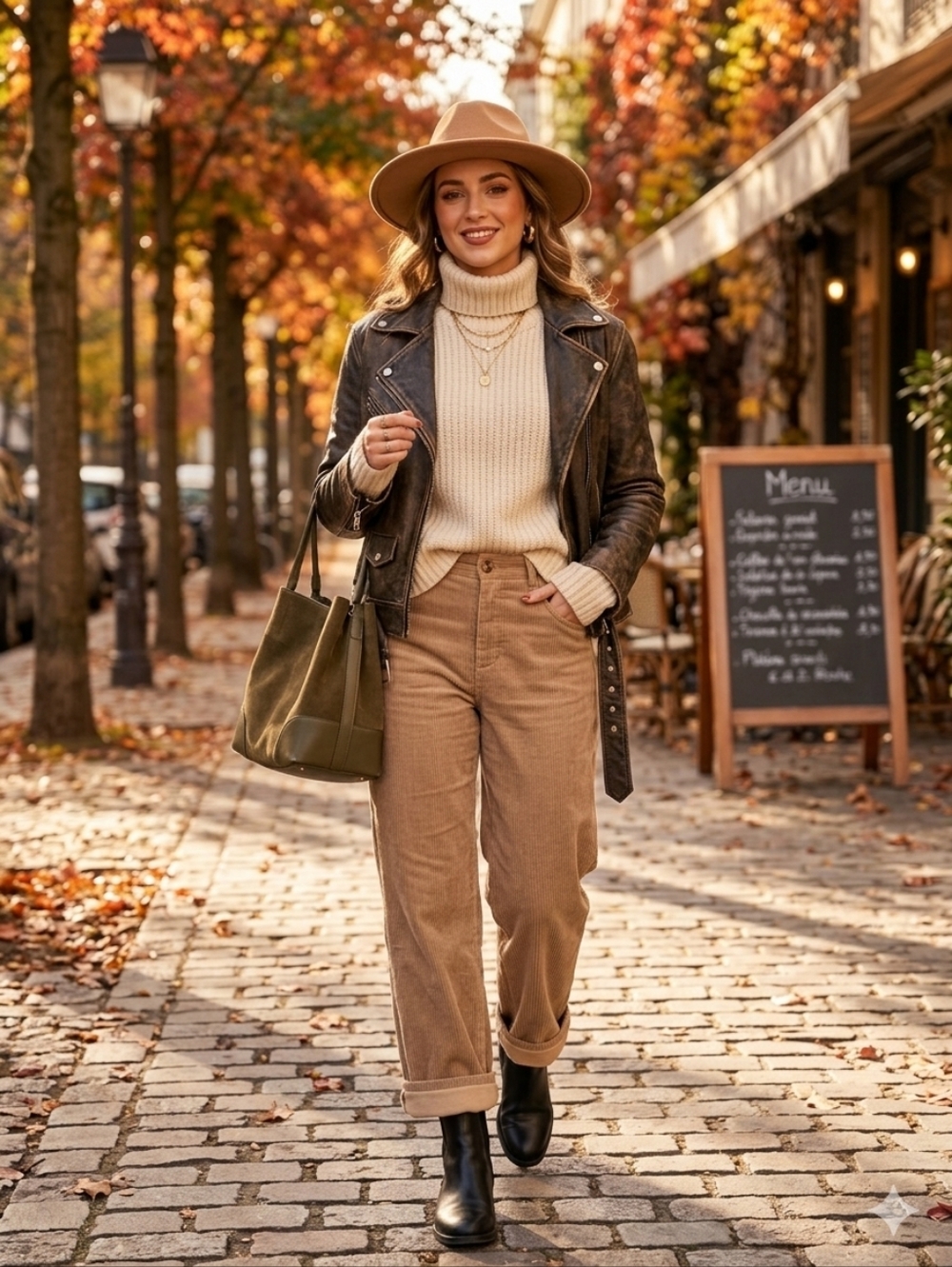 Fleece Lined Corduroy Pants High Waist Wide Leg Tan M Dazy Camel Academia Preppy